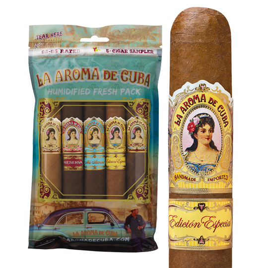La Aroma de Cuba Fresh Pack Sampler: single pk cigar sampler by ASHTON